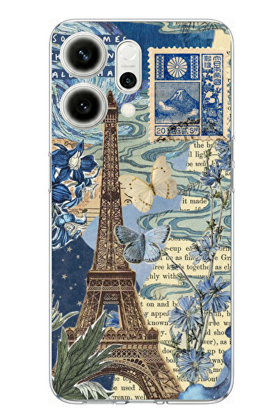 TechTree حافظة سيليكون مطبوعة متوافقة مع هاتف أوبو رينو 14 5G مع طباعة باريس ...