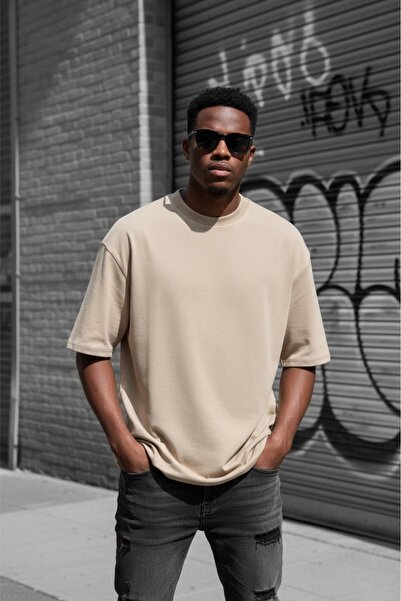 Oksit Benriy Men's Oversized Basic Crew Neck Cotton T-Shirt Relaxed Fit Unise...