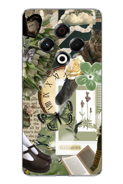 TechTree حافظة سيليكون متوافقة مع تكنو سبارك 30 باللون الأخضر الجمالي مطبوع