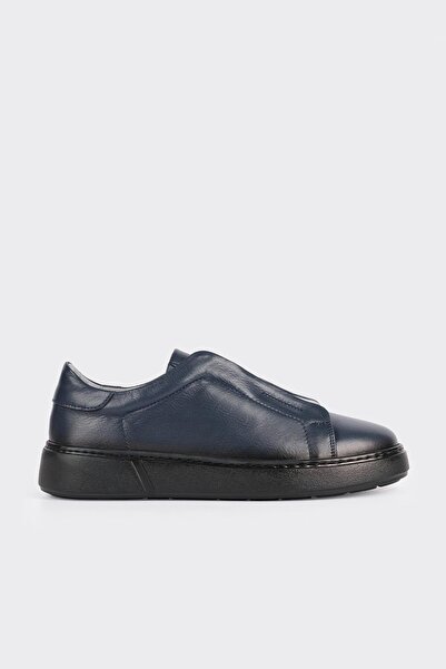 White Stone Navy blue %100 leather men's daily shoes