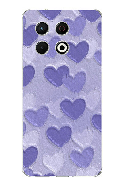 TechTree حافظة سيليكون مطبوع متوافقة مع تصميم القلوب الأرجوانية من تكنو سبارك...