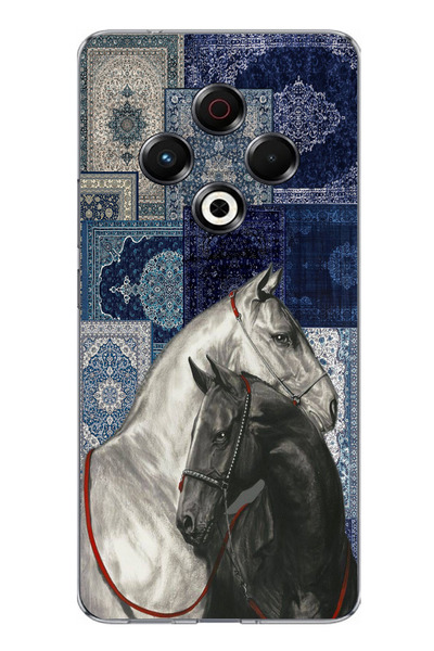 TechTree حافظة سيليكون متوافقة مع هاتف Tecno Spark 30 بنمط سجادة زرقاء منقوشة...