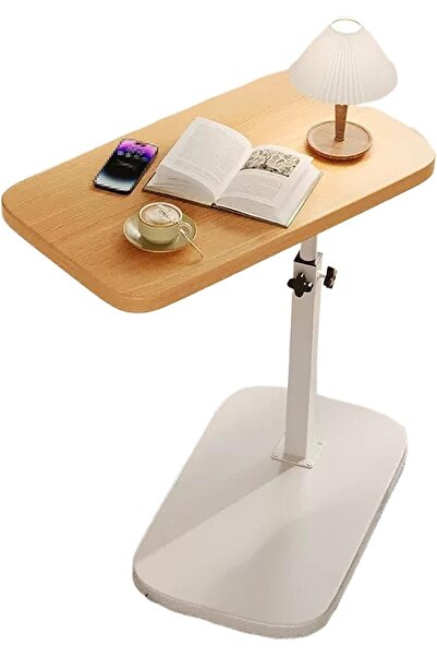 POKON Adjustable Height C Shaped Side Table – 360° Rotating Tray for Sofa & B...