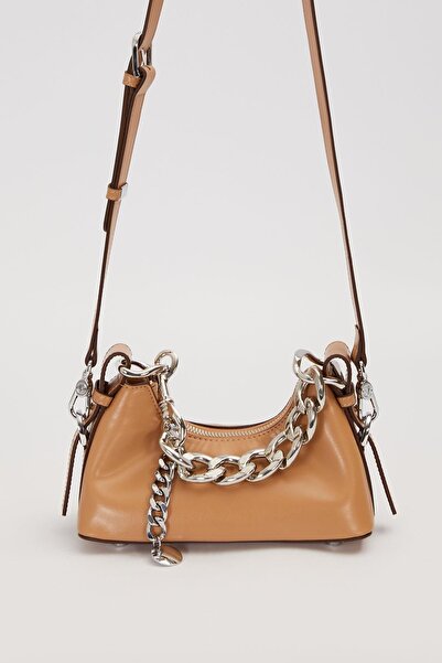 Levidor Khaki Chain Ring Detailed Shoulder Bag