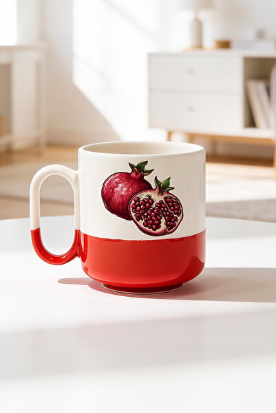 BB TRADE Ceramic Printed Pro Mug Cup with Pomegranate Pattern Design 330ml