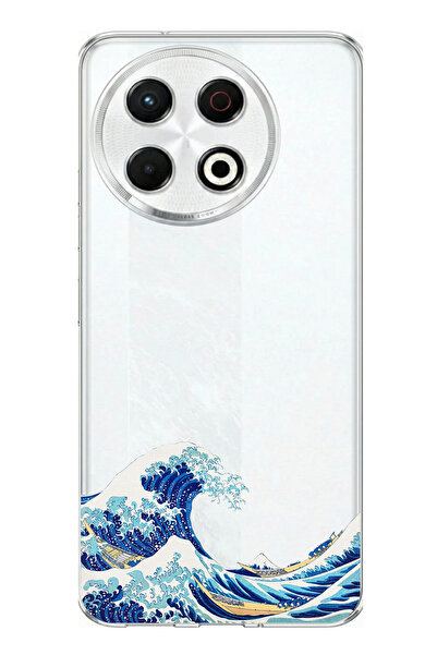 TechTree حافظة سيليكون مطبوع متوافقة مع هاتف Tecno Spark 30 Pro بتصميم موجة ك...