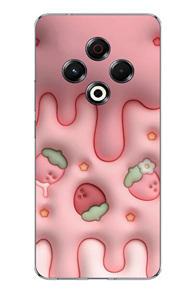 TechTree حافظة سيليكون متوافقة مع تيكنو سبارك مطبوع على شكل فراولة كيك مطبوع