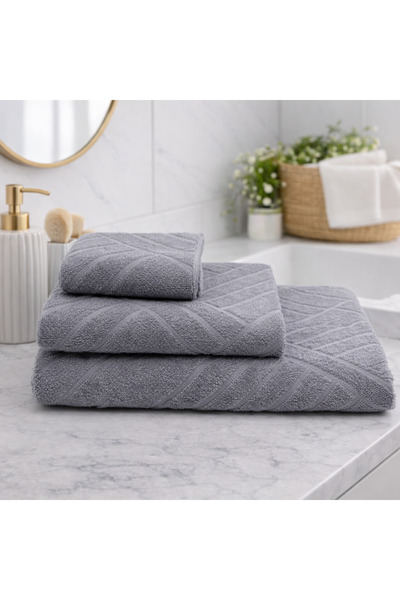 Karma Home 3-Piece Wicker Pattern 100% Cotton Bath Towel Set