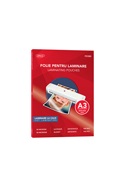 Daco Folie pentru laminare A3 FO380, 80 microni, lucioasă, 100 bucăți, lamina...