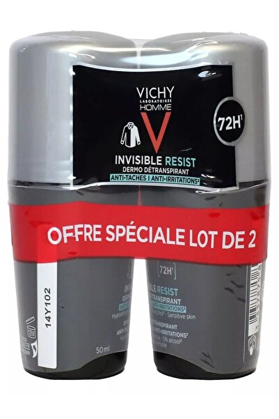 Vichy Homme Invisible Resist anti-stain dermoperspirant 72h roll-on 2 x 50 ml