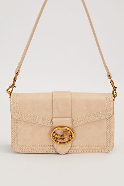 Levidor Mink Stitched Logo Detail Shoulder Bag