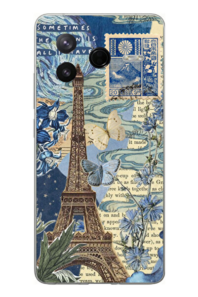 TechTree حافظة سيليكون متوافقة مع باريس وبرج ايفل مطبوع من Poco F7 Pro