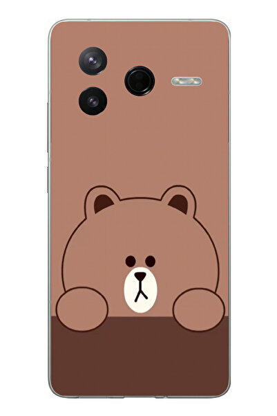 TechTree Printed Silicone Case with Brown Bear Design Compatible with Poco F7...
