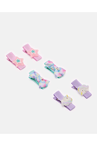 REDTAG Girls Assorted Embellished Hair Clip Set (Pack of 6)