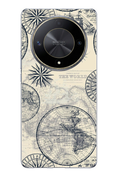 TechTree Honor X9B Compatible Vintage World Map and Compass Printed Silicone ...