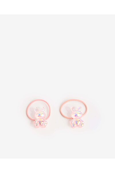 REDTAG Girls Pink Bear Elastic Hair Tie Set (Pack of 2)