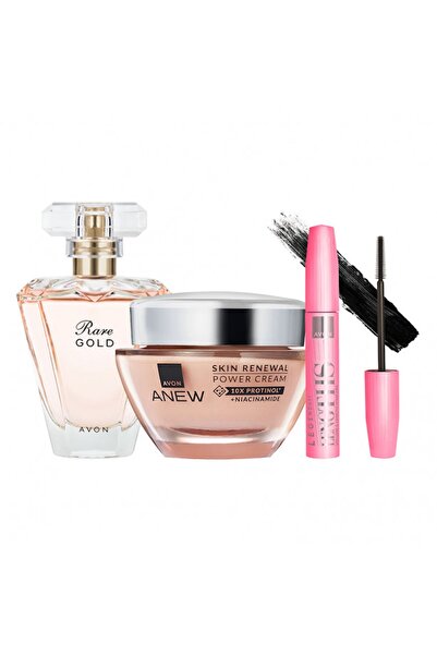 AVON Set BestSeller Rare Gold, Crema Anew Power Cream si Mascara Legendary Le...