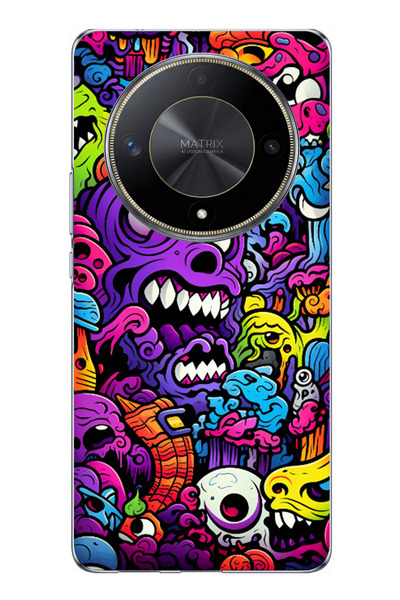 TechTree Honor X9B Compatible Psychedelic Colored Monsters Printed Silicone Case