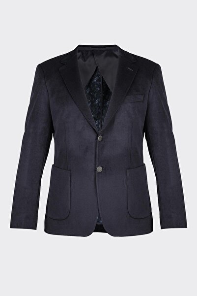 White Stone Lacivert Kadife Fitilli Casual Premium Ceket