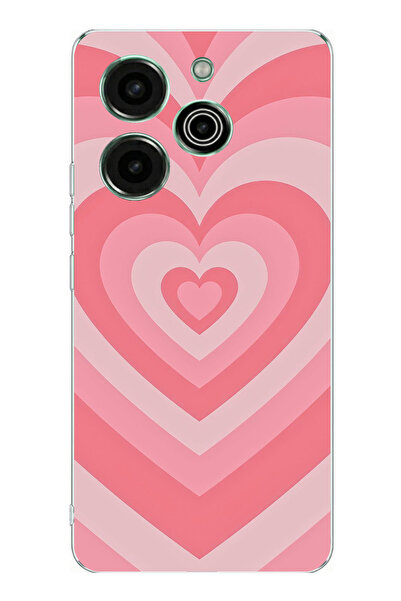 TechTree Tecno Pova 6 Pro Compatible Pink Hearts Printed Silicone Case
