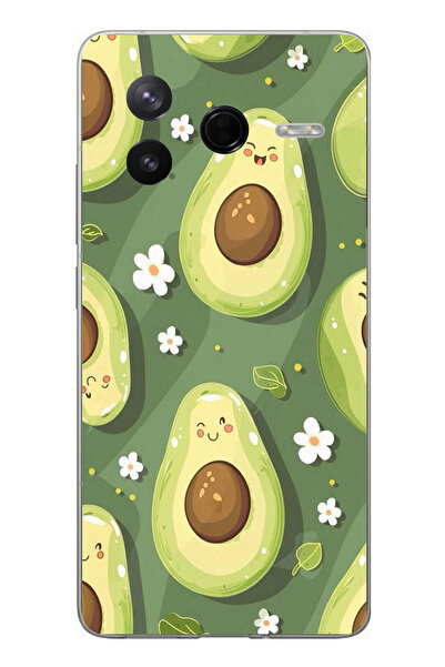 TechTree حافظة سيليكون متوافقة مع Poco F7 Pro ذات خلفية خضراء لطيفة على شكل أ...