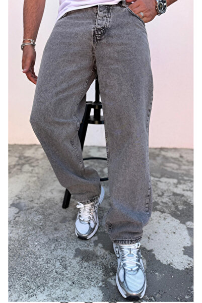 Stylo Men Men's Baggy Smoked Wide Leg Jeans