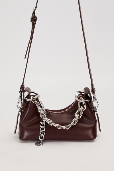 Levidor Dark Brown Chain Ring Detailed Shoulder Bag