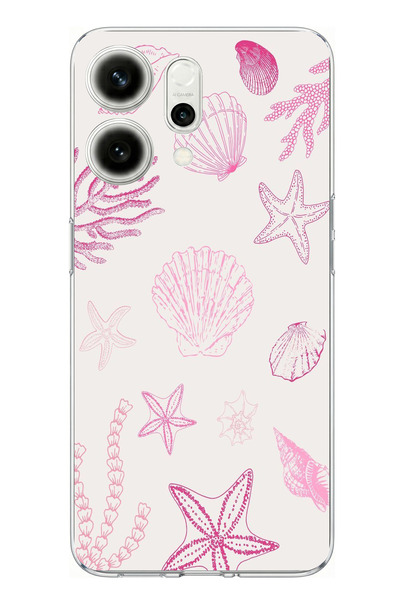 TechTree حافظة سيليكون متوافقة مع هاتف اوبو رينو 14 5G باللون الوردي وستار ال...