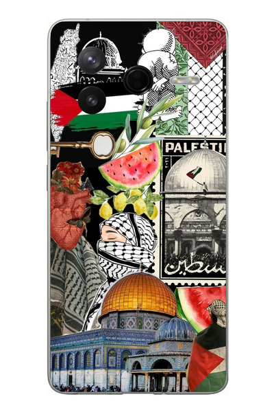 TechTree Poco F7 Pro Compatible Palestine Freedom Collage Printed Silicone Case