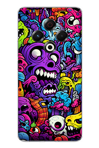 TechTree Tecno Spark 30 Compatible Psychedelic Colored Monsters Printed Silic...
