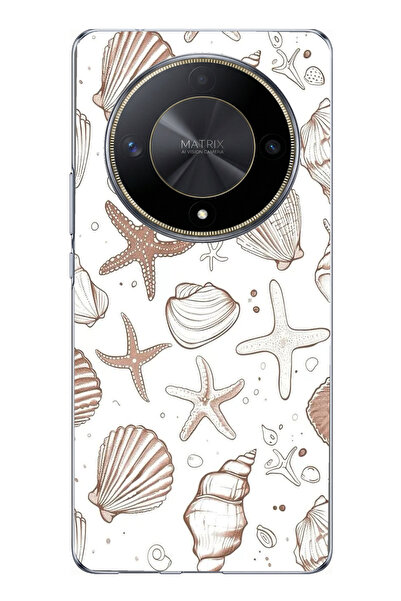 TechTree حافظة سيليكون مطبوع متوافقة مع Honor X9B مع نجم البحر البني والصدف