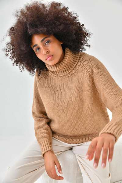 Park Karon Women's Turtleneck Ribbed Knit Knitwear Sweater 223006