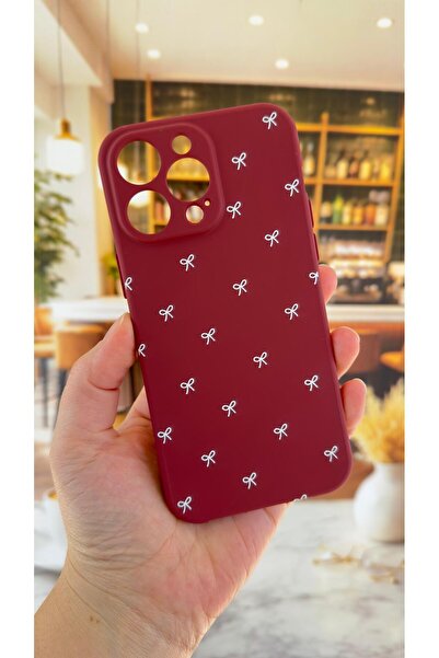 Vip Case iPhone 14 Pro Max Compatible White Bow Patterned Silicone Shock-Abso...