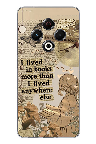 TechTree حافظة سيليكون ريترو مطبوع متوافقة مع تيكنو سبارك 30 للنساء لقراءة الكتب