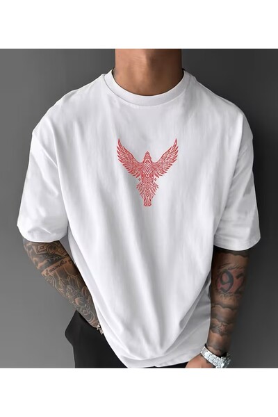 LELVANİ Δημιουργικές εκτυπώσεις με σχέδιο πουλιών ΜΑΥΡΟ/ΛΕΥΚΟ T-SHIRT για άνδρες