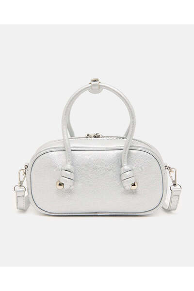 REDTAG Women Silver Mini Handbag with Top Handles