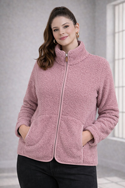 TUSSE Elegant Imported Women's Outer Plush and Inner Fleece Zippered Fleece C...
