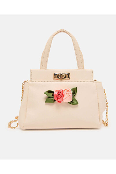 REDTAG حقيبة كروسبودي للبنات باللون الكريمي مزينة بنقوش زهرية