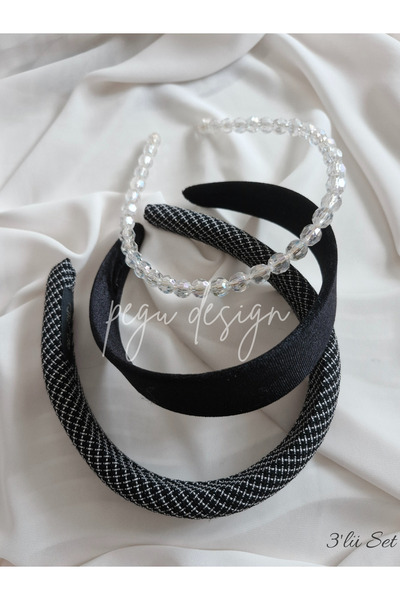 pegu baby collection Set of 3 Wide Velvet, Padded Crown and Rowed Pearl Crown...