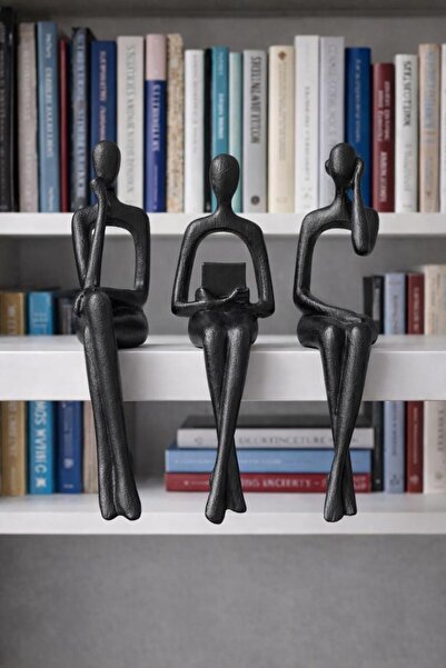 ersu store 21cm İskandinav Tarz Dekoratif 3 Adet Soyut Düşünen Heykel Biblo E...
