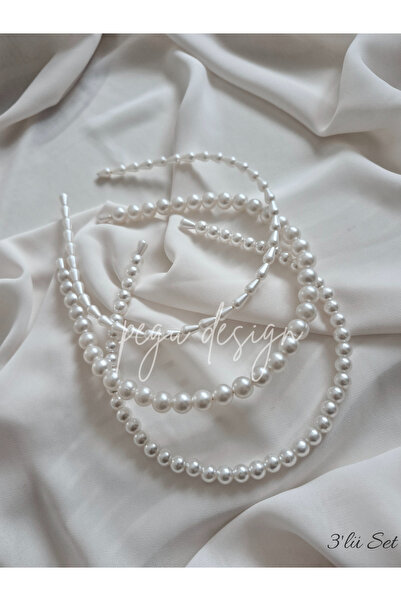 pegu baby collection Set of 3 Rowed Pearl Crown, Bride, Invitation, Celebrati...