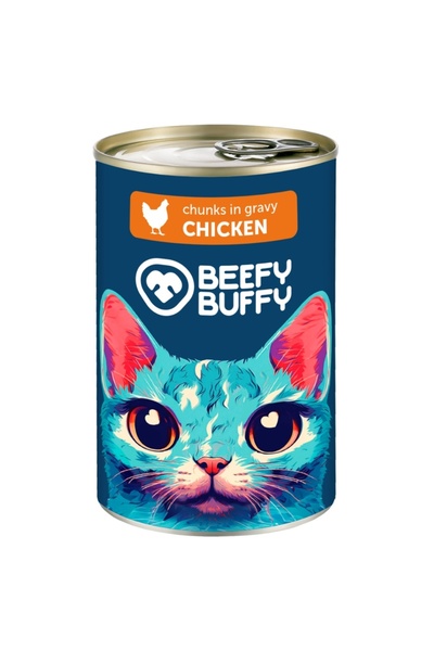 OEM Umeda Super Premium Cat Food BEEFY BUFFY 72% Κρέας – Κοτόπουλο 415g