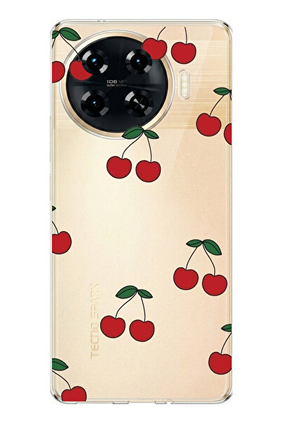 TechTree حافظة سيليكون مطبوع متوافقة مع تكنو سبارك 20 برو+ بلس بتصميم الكرز