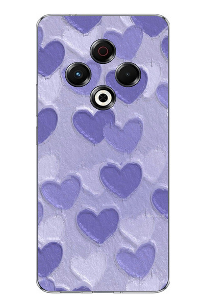 TechTree حافظة سيليكون مطبوع متوافقة مع تكنو سبارك 30 بتصميم قلوب أرجوانية