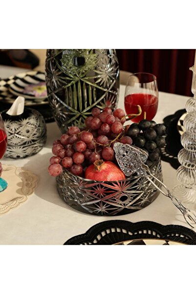 i love home glass وعاء كريستال أسود ماسي
