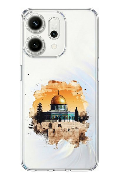 TechTree جراب سيليكون مطبوع متوافق مع هاتف اوبو رينو 14 5G بتصميم المسجد الأقصى