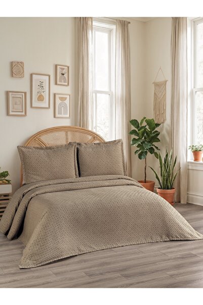 Calantha Home Collection Reyna 3 Parça Çift Kişilik Pike Takımı Kahverengi 24...