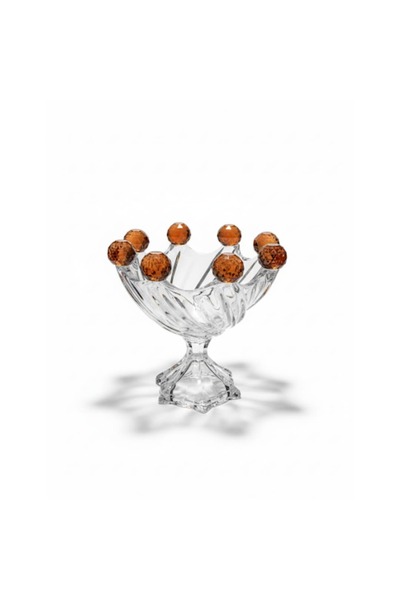 i love home glass Crystal Footed Burgundy Ball Fruit Bowl