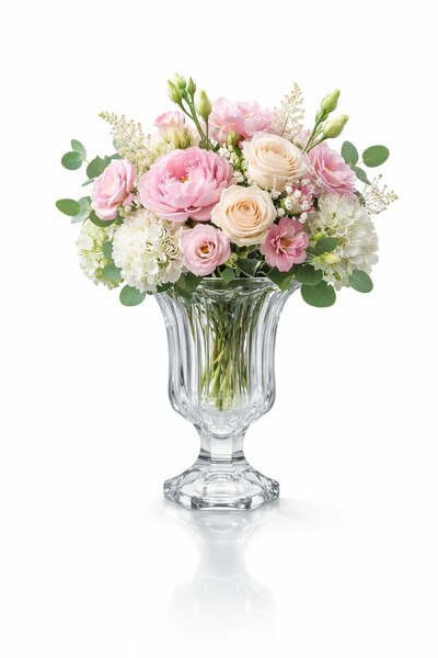 Mirano Cam Tasarım CRYSTORA ŞEFFAF KRİSTAL CAM DEKORATİF VAZO 15*24CM