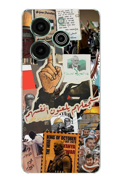 TechTree حافظة سيليكون متوافقة مع هاتف Tecno Pova 6 Pro من فلسطين فريديوم مطبوع